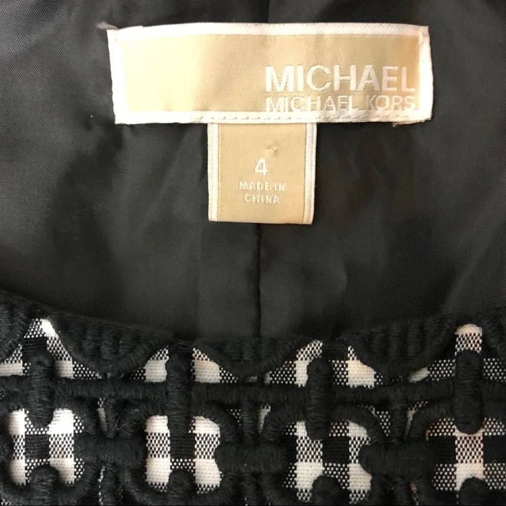 Michael Kors black & white check dress size 4